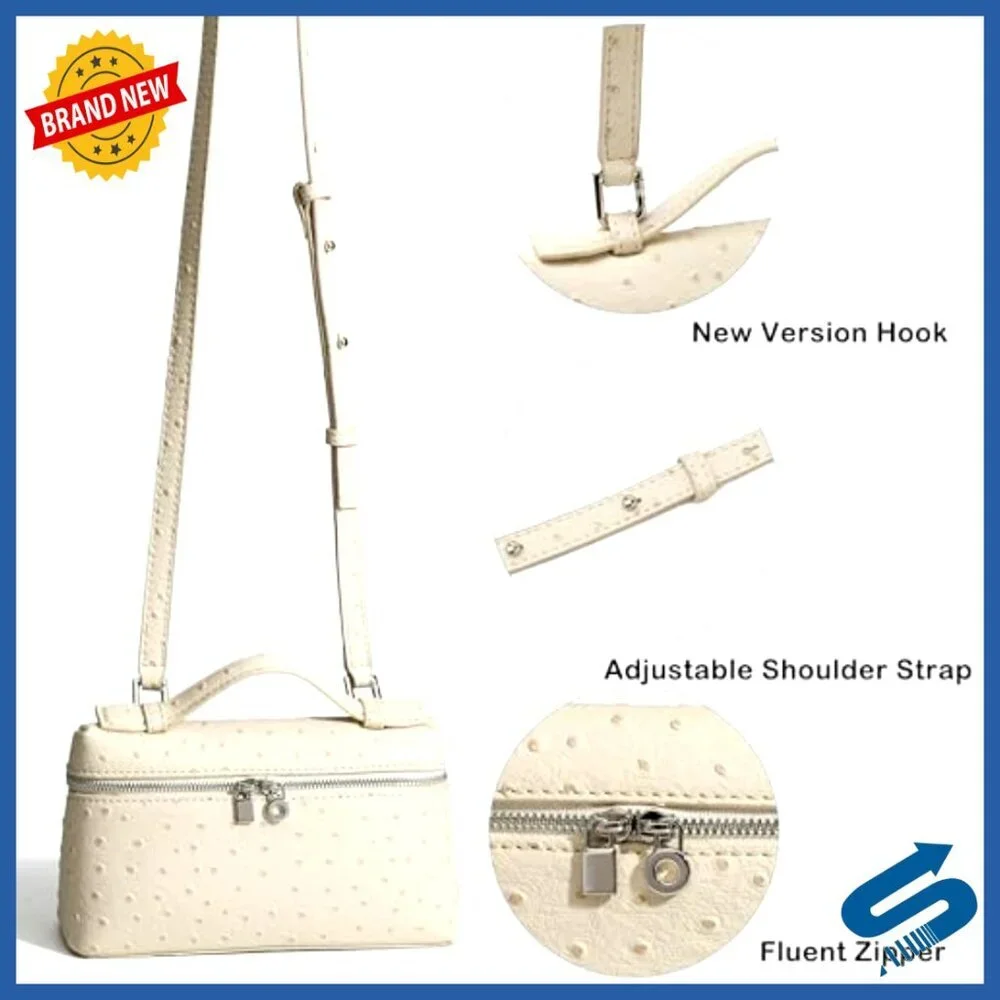 Small Leather Crossbody Bag with Top Handle, Detachable Strap, Quiet Luxury